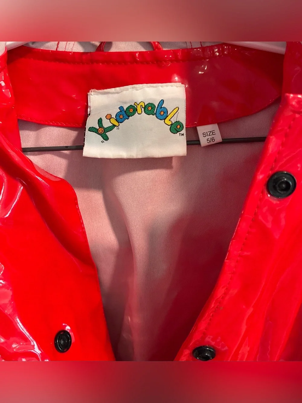 Kidorable Girl’s Ladybug Raincoat Red PVC w/Black Polka Dots & Hood; Size 5/6